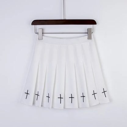 Women's Black Gothic Pleated Mini Skirt