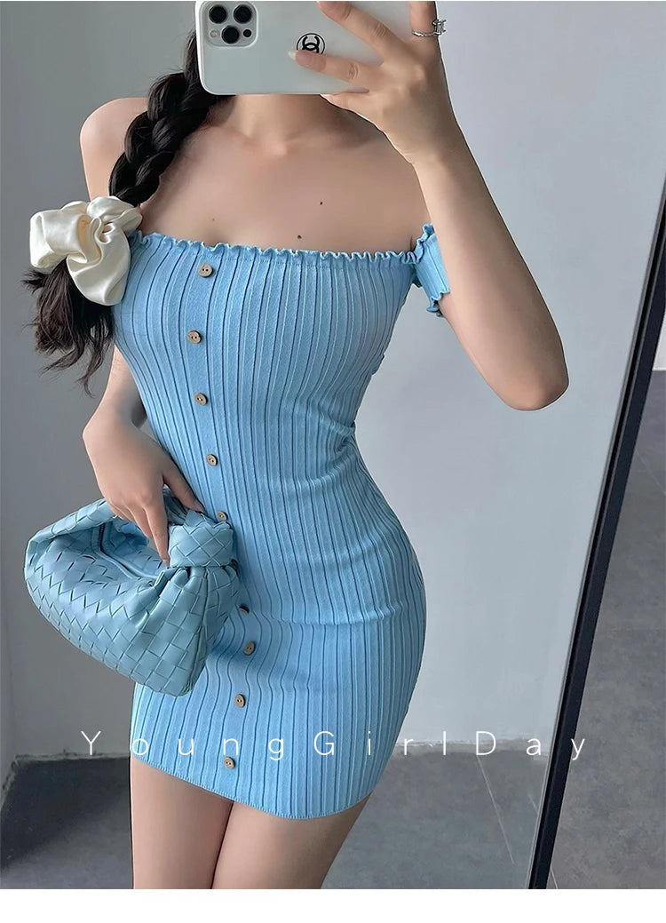 Women's One-Shoulder Knit Mini Dress