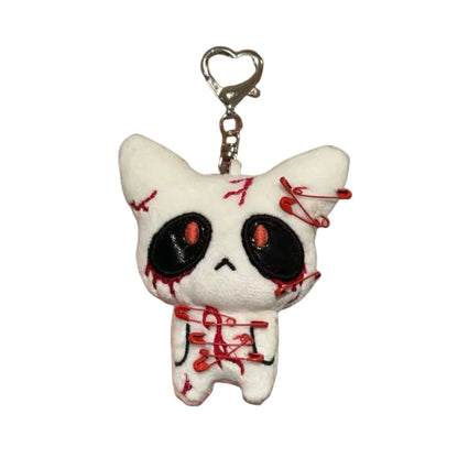 Halloween Horror Plush Keychain Creepy Bloody Monster Doll Goth Bag Charm Scary Accessories for Backpack Cosplay Party Decor