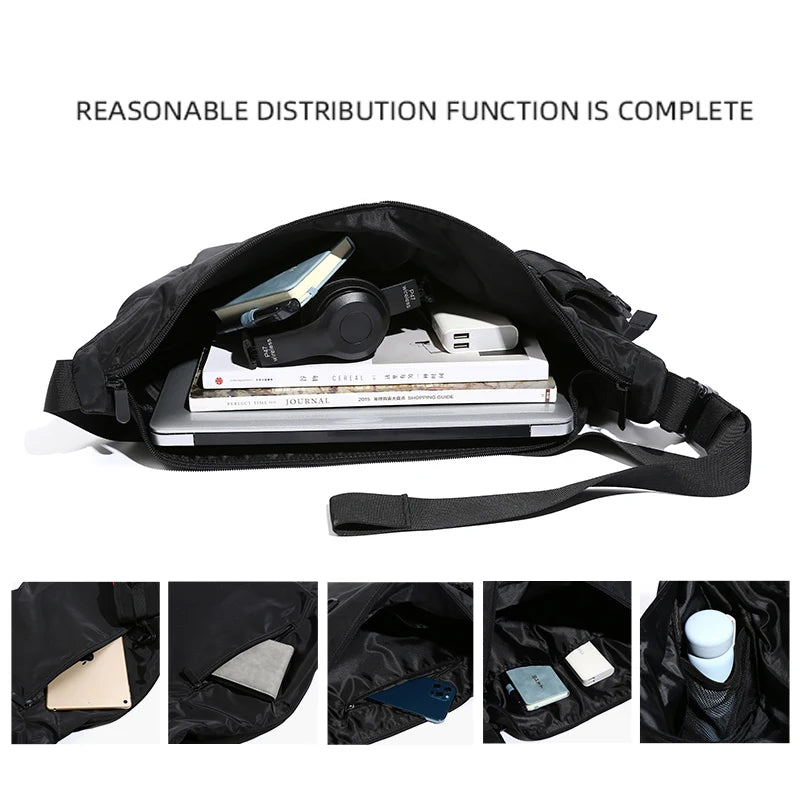 MOYYI INS Korean Style Men Messenger Bags Women Travel Casual Large Hobo Bag Waterproof Nylon Laptop Crossbody Shoulder Bag