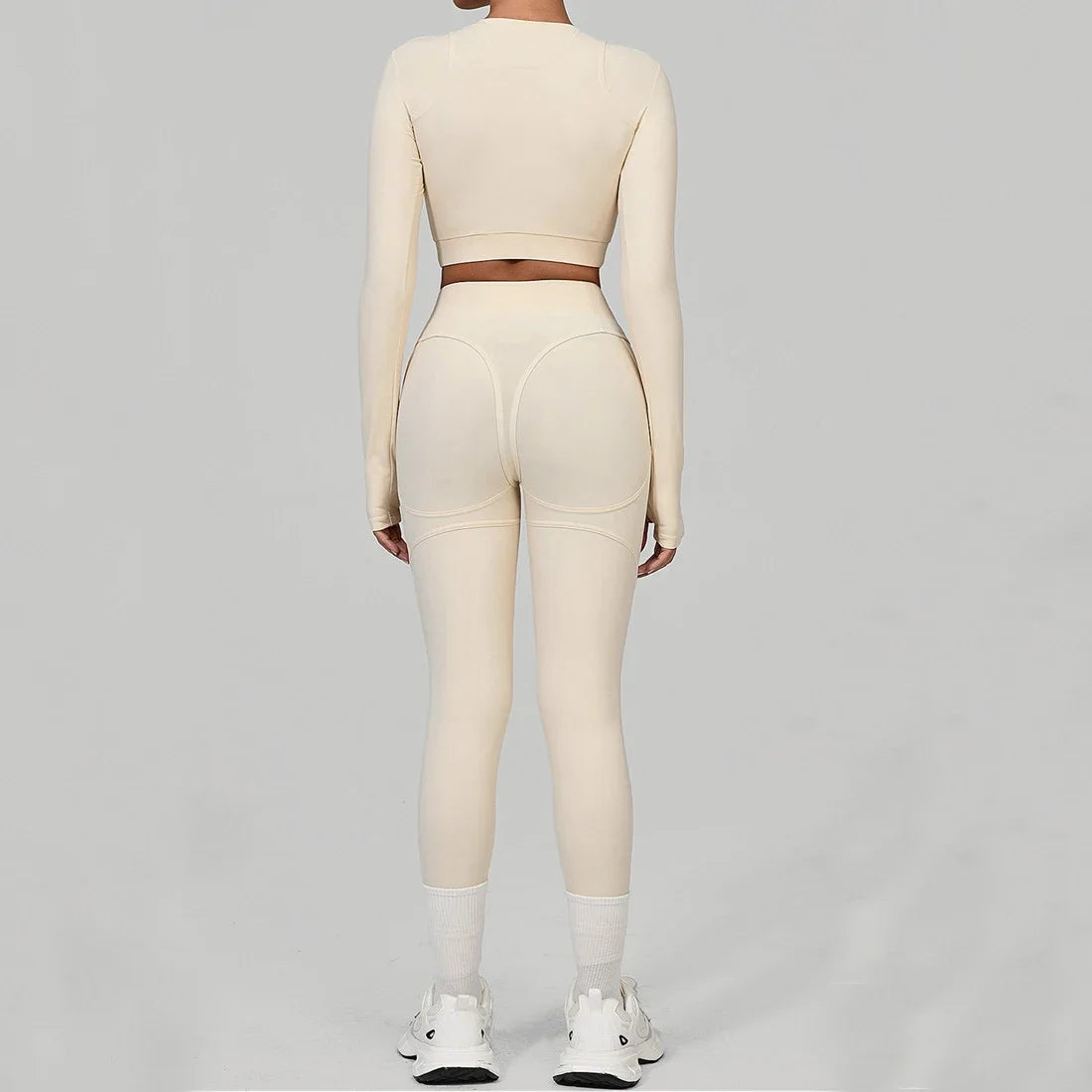 Long Sleeve Shirt Yoga Sets Sports Crop Tops Fitness Hip High Waist Skinny Running Workout Gym Leggings Women Activewear XP160