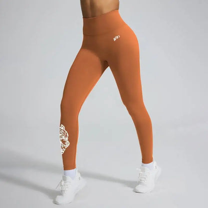 New high-waisted women's printed fitness yoga pants wolf head pattern buttocks tight sports high-elastic fitness leggings.