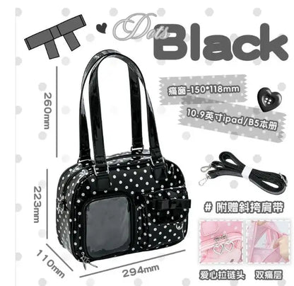 Japanese New Girls Silver Shoulder Bag Large Capacity Ribbon Itabag Student Women's Satin Messenger Bag Leather Backpacks