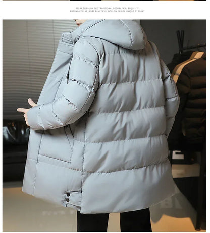 Slim Fit Jackets New Winter Jackets For Men Hooded Casual Long Cotton Jackets Thicker Warm Parkas New Male Outwear Winter Coats