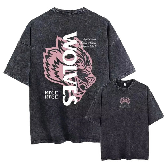 Apex Ritual – ウルフスポーツビンテージウォッシュドTシャツ – ジム ボディービル ユニセックス フィットネスTシャツ