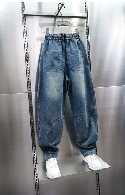 American Retro Washed Distressed Jeans Loose Straight Wide-leg Jeans Luxury Brand Men's Clothing