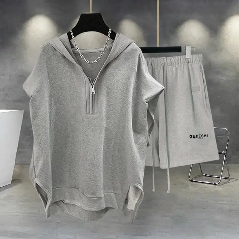 Korean Large Size Casual Sports Shorts Single Piece/suit Men Trend All-match Fashion Straight Leg Loose Half Pants Streetwear