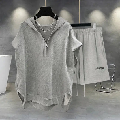 Korean Large Size Casual Sports Shorts Single Piece/suit Men Trend All-match Fashion Straight Leg Loose Half Pants Streetwear