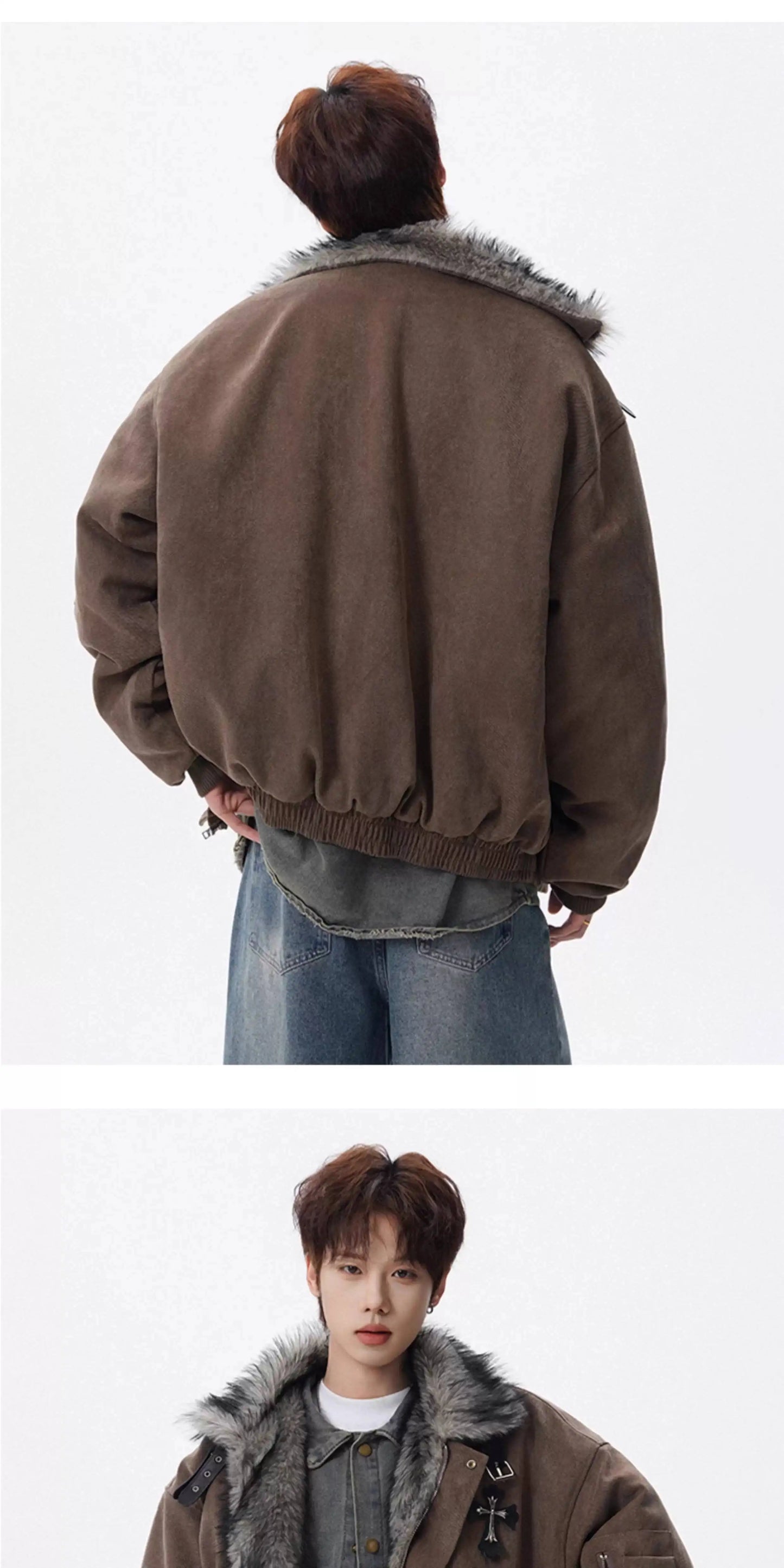 PFNW Fashion Versatile Warm Coat Autumn Winter New Men's Fur Collar High Quality Thick Cotton Jacket 28L1062