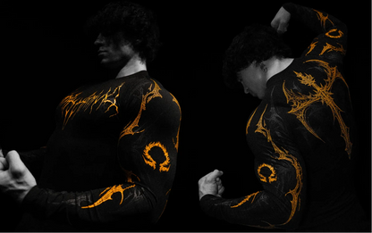 01-Men's Compression Long Sleeve Sports Shirt Workout Tops Gym Compression Breathable High Stretch