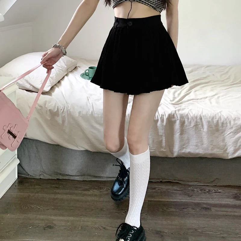 Solid Shorts Women Summer Folds All-match High Waist Stylish Popular Aesthetic Fashion Korean Style Шорты Женские Летние Chic