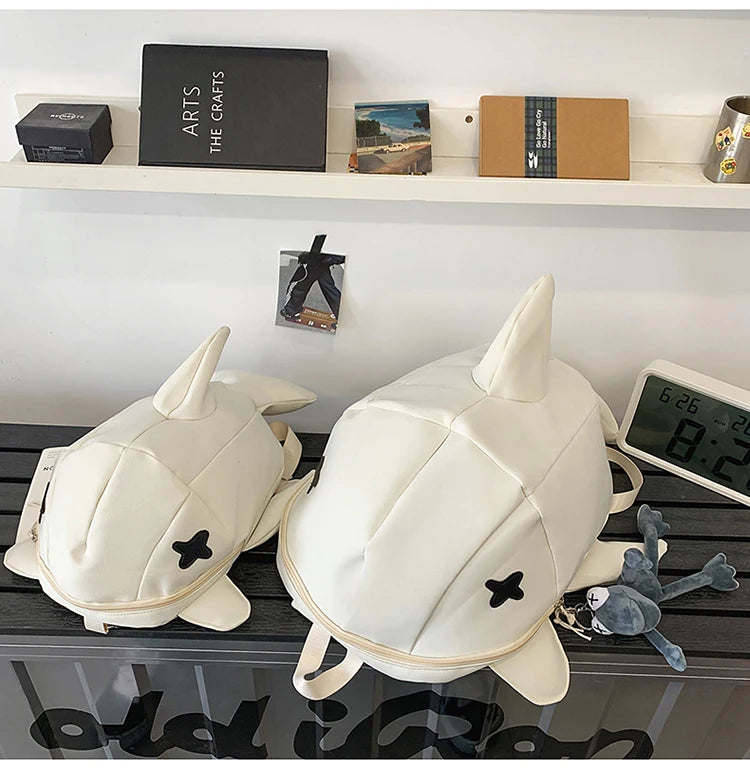 Whale Design Dual Shoulder Backpack Unisex Street Style Cycling Bag Fashionable Student Backpack for Men And Women