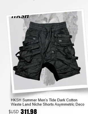 HKSH Spring Summer New Men's Tide Dark Cotton Form Five Star Printed Pattern Cotton T-shirts Half Sleeve Women Chic Tees HK2006