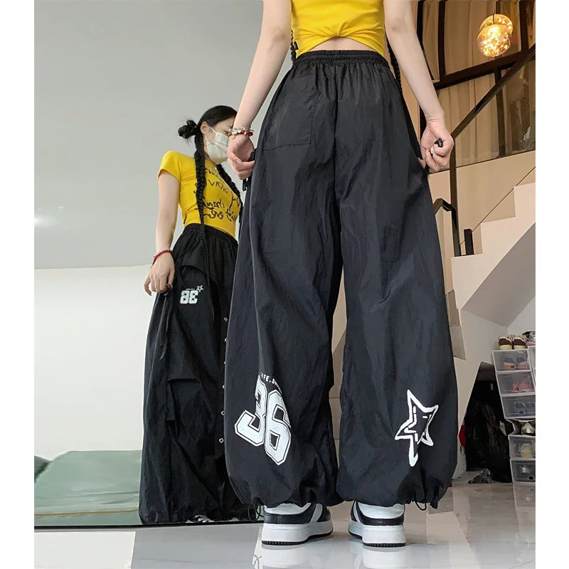 Quick Dry Jazz Dance Style Workwear Pants Women's Autumn New Hip Hop Casual Pants Hot Girl Sports Long Pants Asymmetrical Loo...