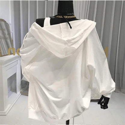 Shorts Three 3 Piece Sets Women Casual Vest Drawstring Short Hooded Zipper Jacket Sportswear Suits Y2k Streetwear Sports Hoodies