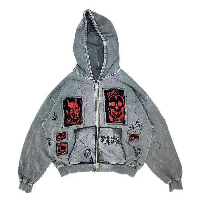 Men's Y2K Devil Print Oversized Hoodie