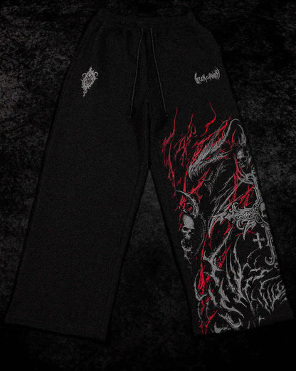Breathedivinity American-style street workout casual loose-fit printed cotton long pants