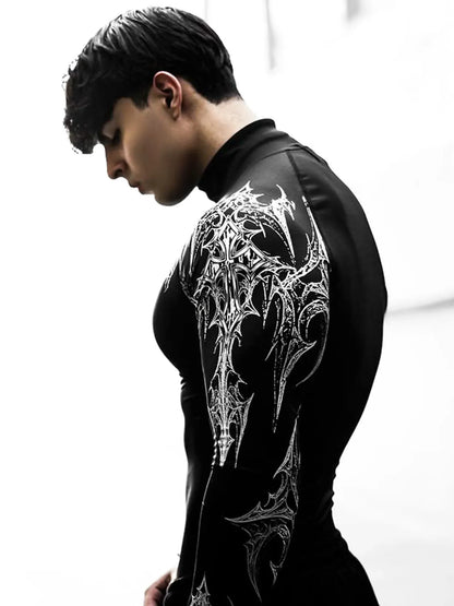 Dark Quick Drying Autumn And Winter Training Long Sleeved Men's Zipper Fitness Clothes, Sports Tight Fitting Clothes