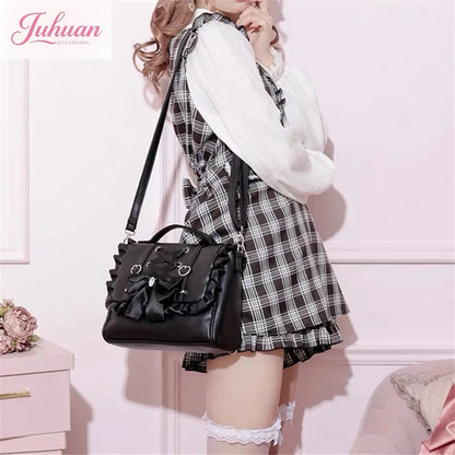 Mine Department Lolita Women's Bag Bow Control Strap Love Handbag Sweet Cute One Shoulder Oblique Span Women's Student Backpack
