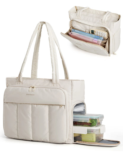 BAGSMART Tote Bag for Women Teacher Tote with Insulated Compartment Puffer Laptop Work Tote Handbags for Work Travel Gym