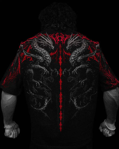 BREATHEDIVINITY Goth dark style pure cotton sports fitness men's short-sleeved t-shirt