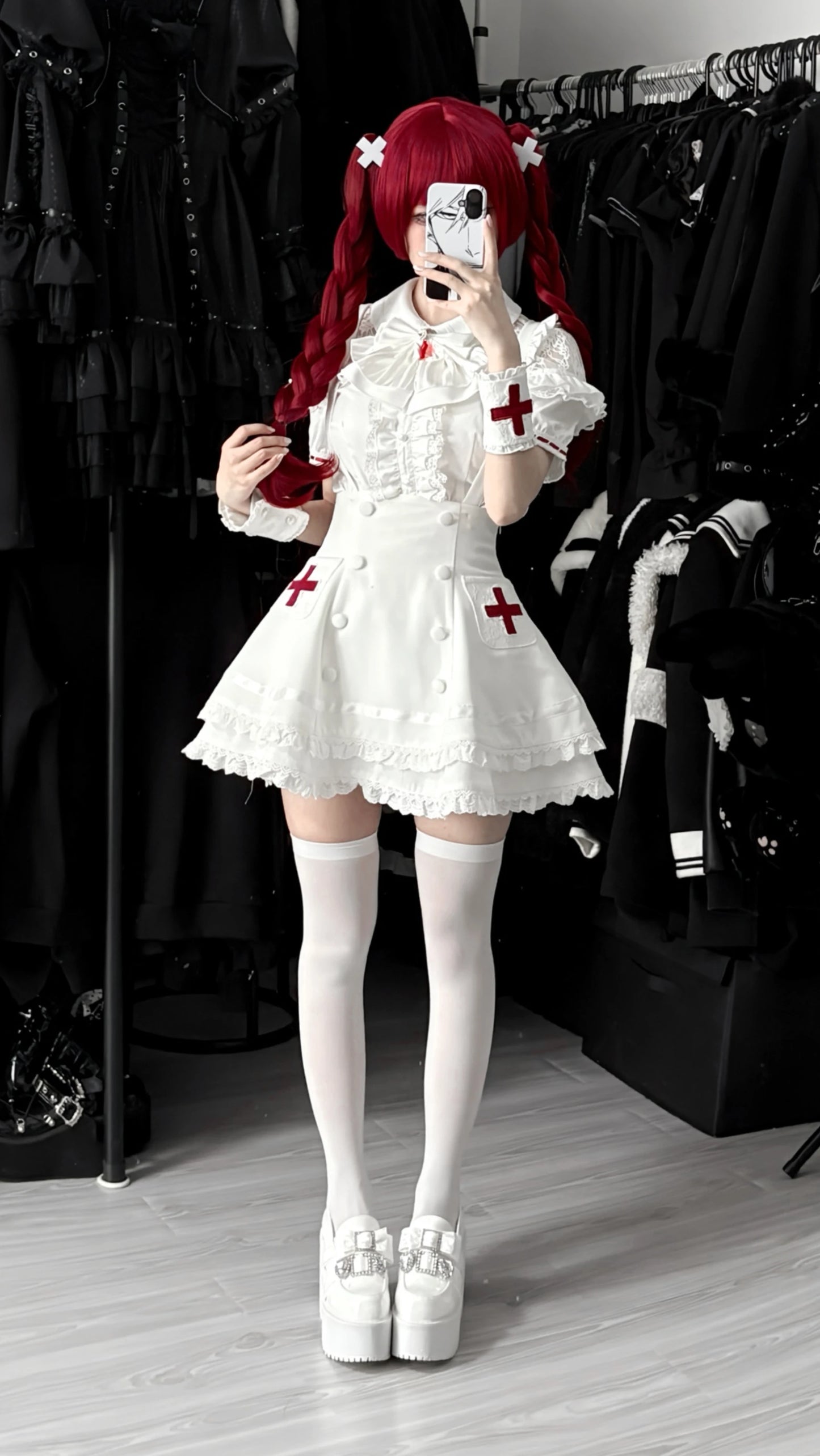 Women's White Gothic Lolita Two-Piece Set