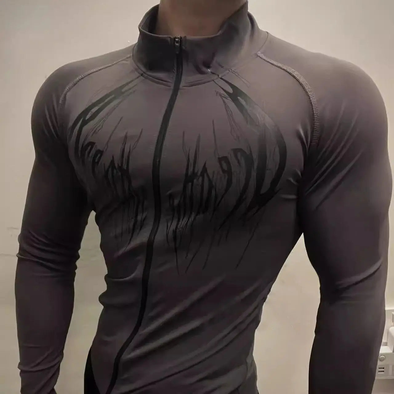 Gothic-Style Stretchy Slim Fit Fitness Sports Zip-Up Long-Sleeve Cardigan Jacket for Men And Women