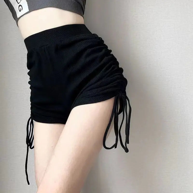 Summer Yoga Shorts Women Fitness Shorts Running Cycling Shorts Breathable Sports Edge Drawstring High Waist Workout Gym Shorts