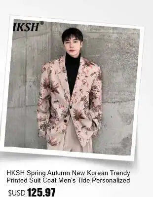 HKSH Spring Summer New Men's Tide Dark Cotton Form Five Star Printed Pattern Cotton T-shirts Half Sleeve Women Chic Tees HK2006