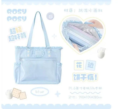 Japanese New Girls Silver Shoulder Bag Large Capacity Ribbon Itabag Student Women's Satin Messenger Bag Leather Backpacks