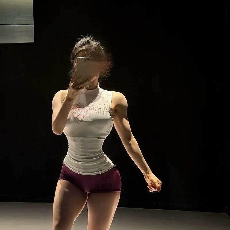 2026 New Gothic Style High Elastic Fitness Sports Sleeveless Printed Slimming Close-Fitting Vest Women's Summer Sportswear