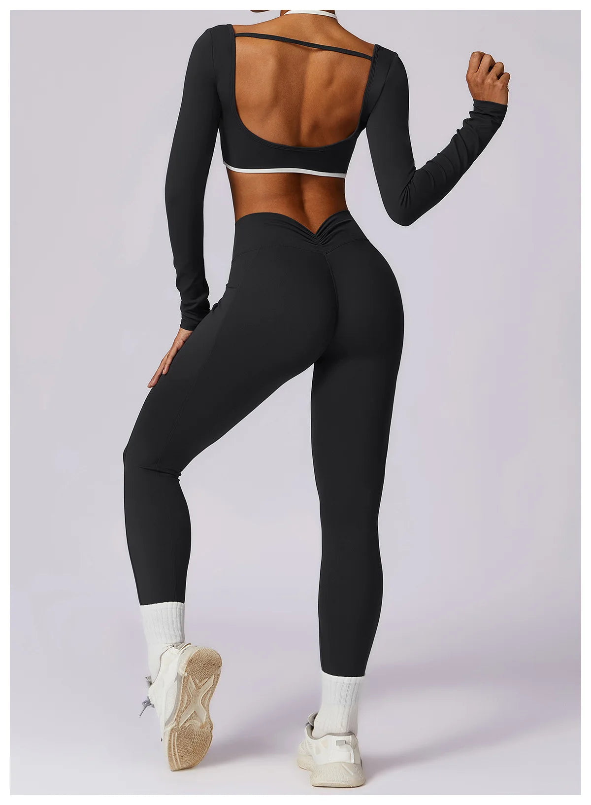 Apex Ritual Women's Backless Long-Sleeve Yoga Top – Quick-Dry Training Shirt