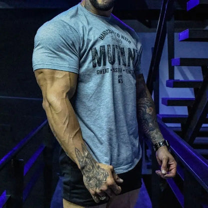 Apex Ritual – メンズ伸縮性丸首フィットネスTシャツ – 通気性コットン トレーニング スポーツTシャツ