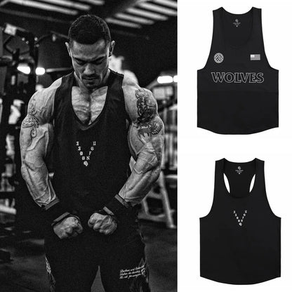 Men's Wolf Graphic Breathable Bodybuilding Tank Top