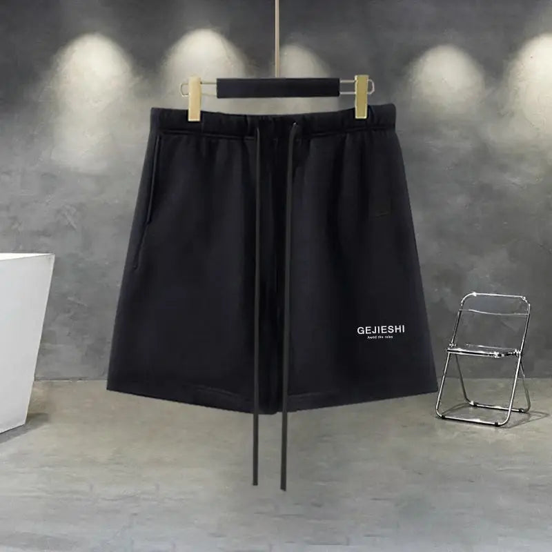 Korean Large Size Casual Sports Shorts Single Piece/suit Men Trend All-match Fashion Straight Leg Loose Half Pants Streetwear
