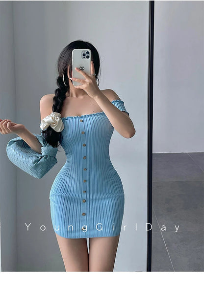 Women's One-Shoulder Knit Mini Dress