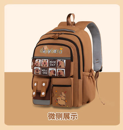 Kawaii Capybara School Backpack for Girls School Bags Set Casual Daypack Teens Girls Book Bag Children Schoolbag Travel Backpack