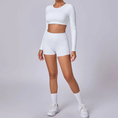 Crop Top Women Long Sleeve Tees 2026 Gym Shirt Padding Sports T-shirts Push Up Yoga Clothing Black White Blue Coffee Gray Navy