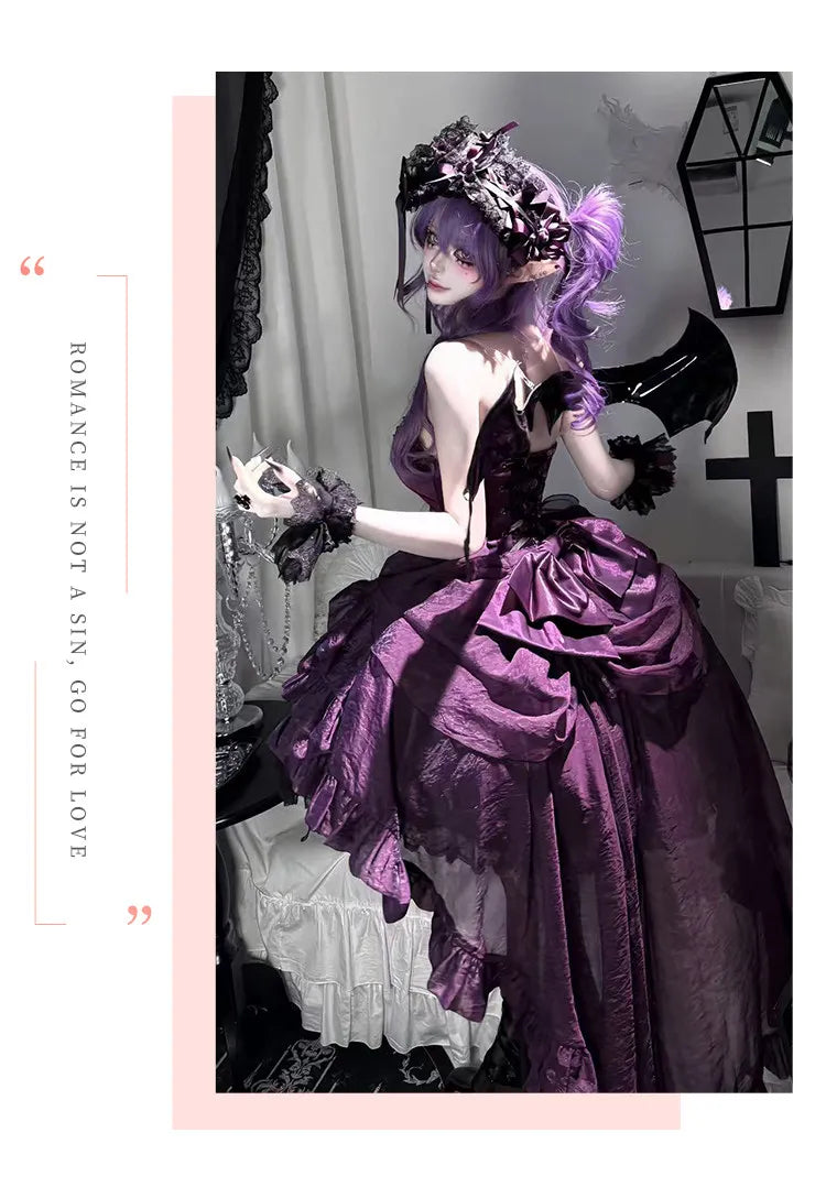Women's Purple Puffy Party Dress