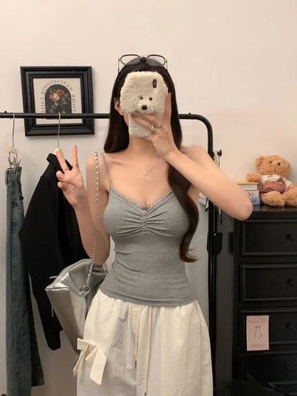 Women's White Lace Padded Crop Top