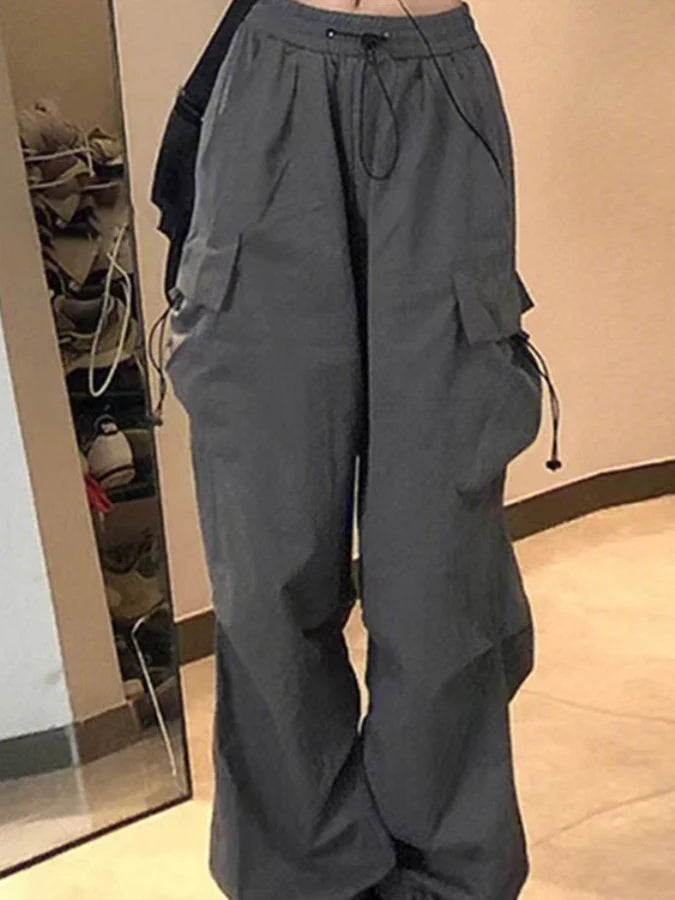 Bla Summer Thin Spor Wide Leg Casual Pants Qui Dry Jazz Dance Loose Fit Workwear Trousers High Waist Elastic Waisand