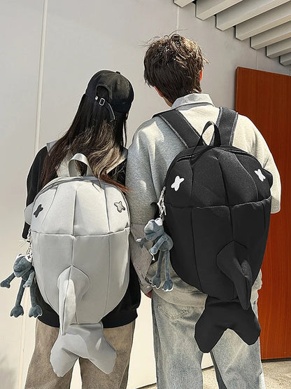Whale Design Dual Shoulder Backpack Unisex Street Style Cycling Bag Fashionable Student Backpack for Men And Women