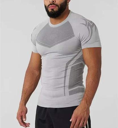 Men's Compression Short Sleeve T-Shirt Tribal Print Workout Tops Breathable Quick Dry Athletic Base Layer for Gym Training Bodyb