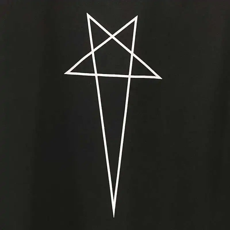 HKSH Spring Summer New Men's Tide Dark Cotton Form Five Star Printed Pattern Cotton T-shirts Half Sleeve Women Chic Tees HK2006