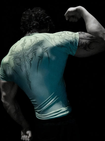 Gothic Battle Axe Short Sleeved Men's Quick Drying Stretch Fitness Suit For Summer Sports With Tight Compression Cuffs T-shirt