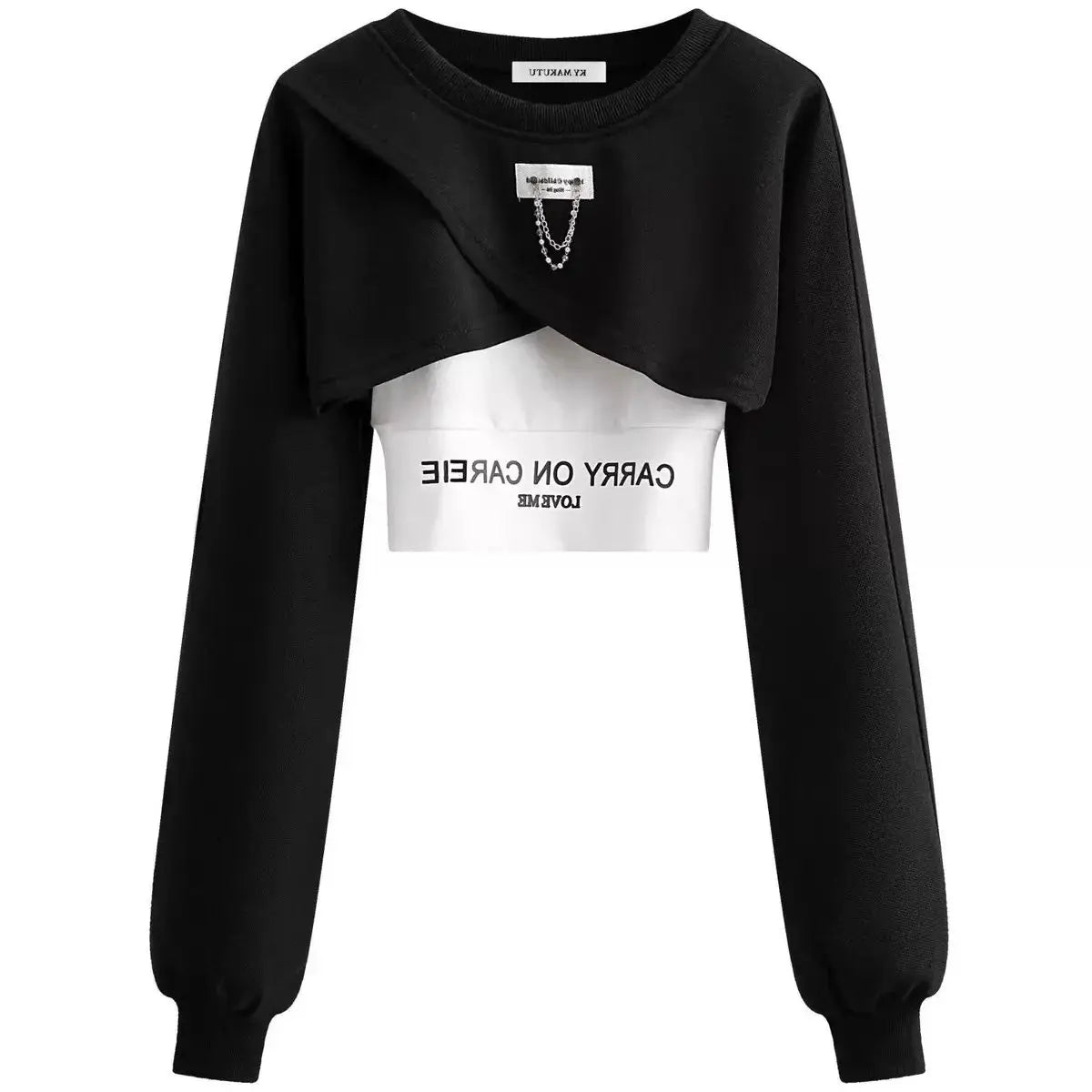 Spring Autumn Women Fashion Crop Sweatshirt Letter Sling Print Pants 1 or 3 Piece Set Lady Cool Streetwear Outfits Tops Trousers