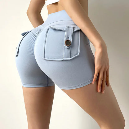 TRY TO BN Women's Sports Shorts with Pockets Butt Lifting High Waist Booty Scrunch Gym Workout Running Biker Yoga Fitness Shorts