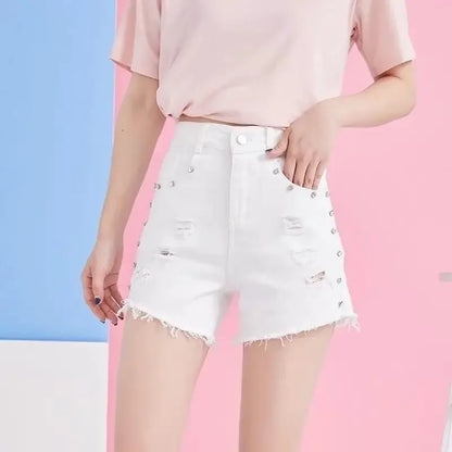 2024 New Bandage Sexy Denim Shorts Women Streetwear Gothic Jeans Mini High Waist Lace Up Casual Zip Black Goth Club Fashion