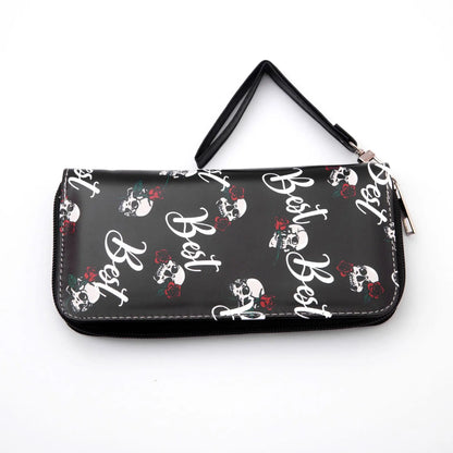 New Punk Style Skull Wallet Black Gothic Pu Leather Women Men Wallet Ghost Printing Purse Unique Design Stylish Long Wallets