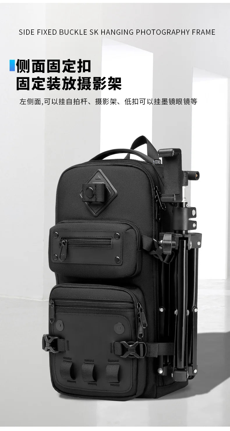 Ozuko Belly Bags Men's Chest Bag Outdoor Tactical One Shoulder Crossbody Bag High Capacity Waterproof Sports Bag For Man